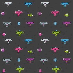 Seamless pattern with cute multicolored aliens