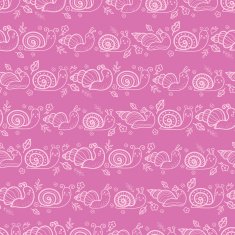 Cute smiling snails pink stripes seamless pattern background