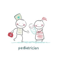 pediatrician stands next to her mother