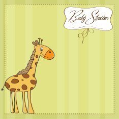 new baby announcement card with giraffe N37
