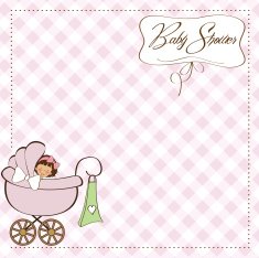 Baby girl announcement card N26