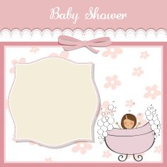 romantic baby girl shower card N4