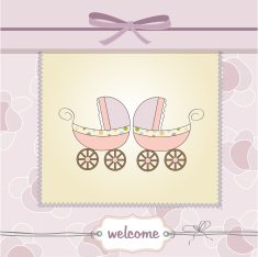 delicate baby twins shower card N2