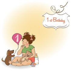 little girl with at her first birthday N5