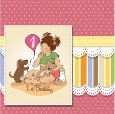little girl with at her first birthday N9
