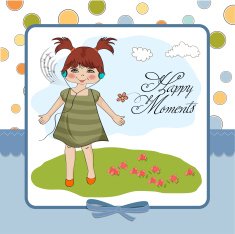 young girl listening to music on headphones and dancing N3