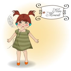 young girl listening to music on headphones and dancing N7