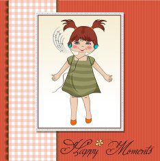 young girl listening to music on headphones and dancing N8