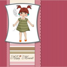 young girl listening to music on headphones and dancing N9