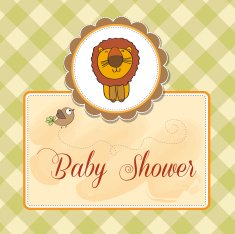 childish baby shower card with cartoon lion N15