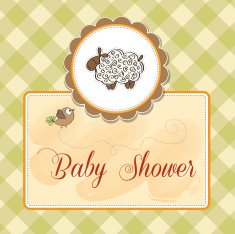 cute baby shower card with sheep N23