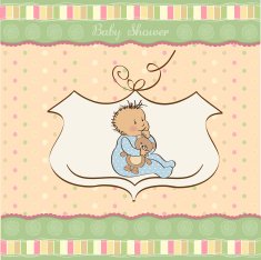 baby announcement card with little boy N12