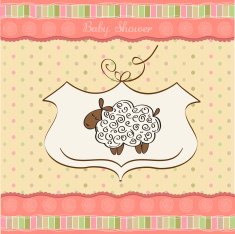 cute baby shower card with sheep N24