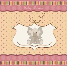 romantic baby girl announcement card N14
