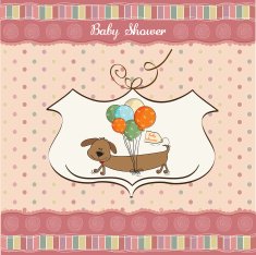 baby shower card with long dog and balloons N9