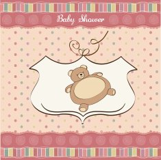 baby shower card with teddy bear toy N47