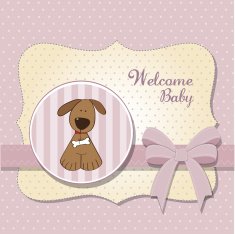 romantic baby shower card with dog N5