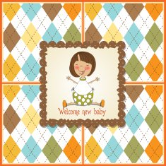 new baby girl announcement card N25