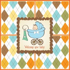baby announcement card with little boy N14