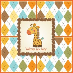 new baby announcement card with giraffe N40