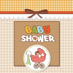 Baby girl announcement card N30