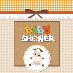 new baby girl announcement card with cow N22