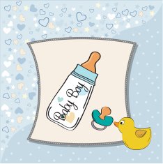 baby announcement card with milk bottle and pacifier N15