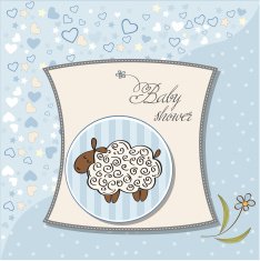 cute baby shower card with sheep N27