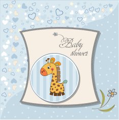 new baby announcement card with giraffe N43
