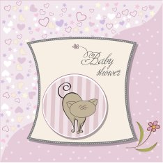 new baby shower card with cat N22