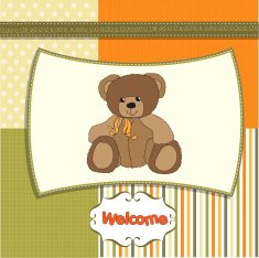 baby shower card with teddy bear toy N48