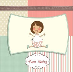 new baby girl announcement card N26