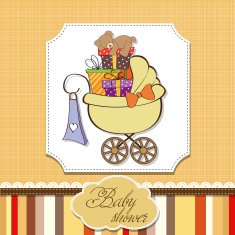 baby shower card with gift boxes N8