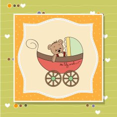 funny teddy bear in stroller N7