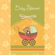 funny teddy bear in stroller N14