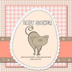 new baby shower card with cat N23