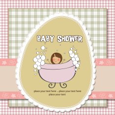 romantic baby girl shower card N10