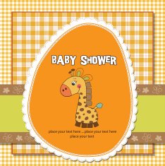 new baby announcement card with giraffe N44