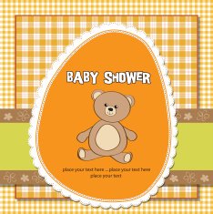 baby shower card with teddy bear toy N49