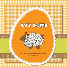 cute baby shower card with sheep N28