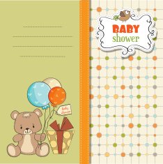 baby shower card with cute teddy bear N45