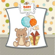 baby shower card with cute teddy bear N47