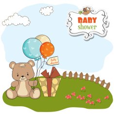 baby shower card with cute teddy bear N48