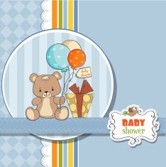 baby shower card with cute teddy bear N49