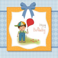 birthday greeting card with little boy N2
