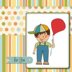 birthday greeting card with little boy N4