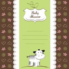 cute baby shower card with zebra N35
