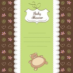 baby shower card with teddy bear toy N52
