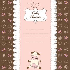 new baby girl announcement card with cow N26
