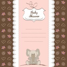 romantic baby girl announcement card N18